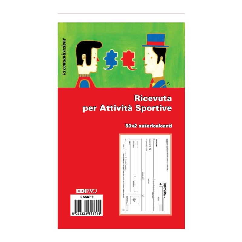 Blocco ricevuta di pagamento attività sportive 50x2 autoricalcante (50 moduli in 2 copie) Edipro - E5567C Blocco ricevuta di pagamento attività sportive 50x2 autoricalcante (50 moduli in 2 copie) Edipro - E5567C