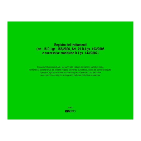 Registro dei trattamenti terapeutici (Copertina Verde) Edipro - E2890