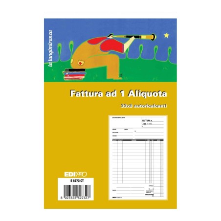 Blocco fattura 1 aliquota 33x3 autoricalcante (33 moduli in 3 copie) Edipro - E5273CT