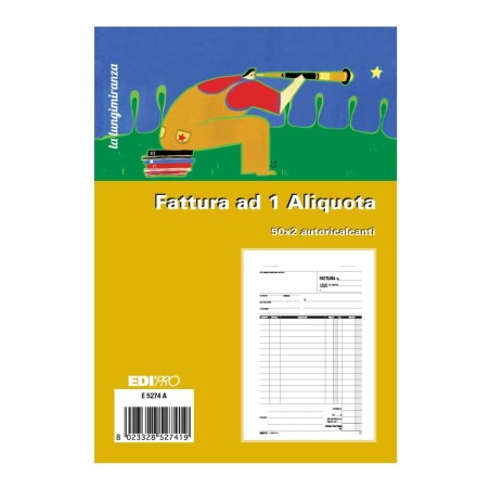 Blocco fattura 1 aliquota 50x2 autoricalcante (50 moduli in 2 copie) Edipro - E5274A