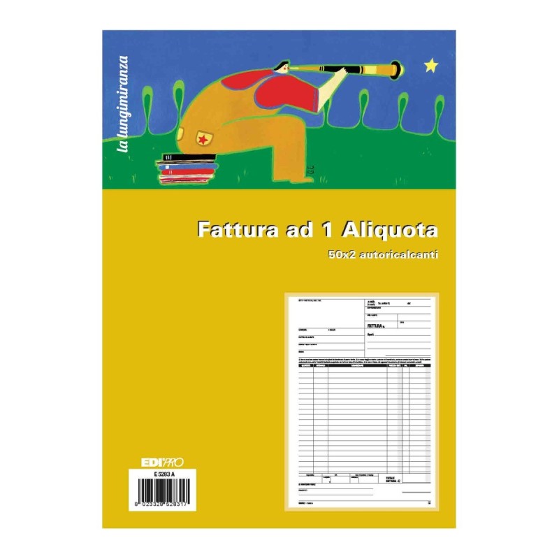 Blocco fattura 1 aliquota 50x2 autoricalcante 30x21 (50 moduli in 2 copie) Edipro - E5283A Blocco fattura 1 aliquota 50x2 autoricalcante 30x21 (50 moduli in 2 copie) Edipro - E5283A