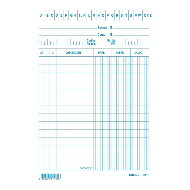 Schede dare avere saldo 15x10,5 blu pezzi 100 Edipro - E3113 Schede dare avere saldo 15x10,5 blu pezzi 100 Edipro - E3113