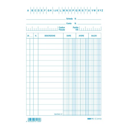 Schede dare avere saldo 15x10,5 blu pezzi 100 Edipro - E3113