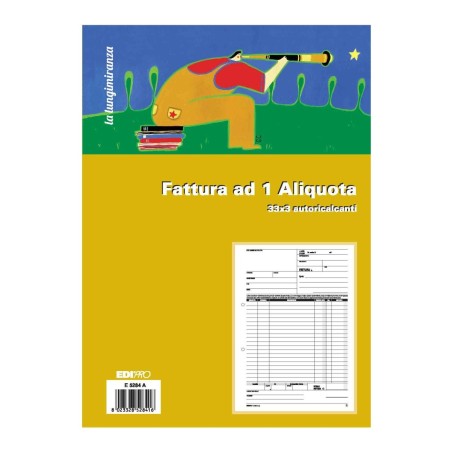 Blocco fattura 1 aliquota 33x3 autoricalcante (33 moduli in 3 copie) Edipro - E5284A