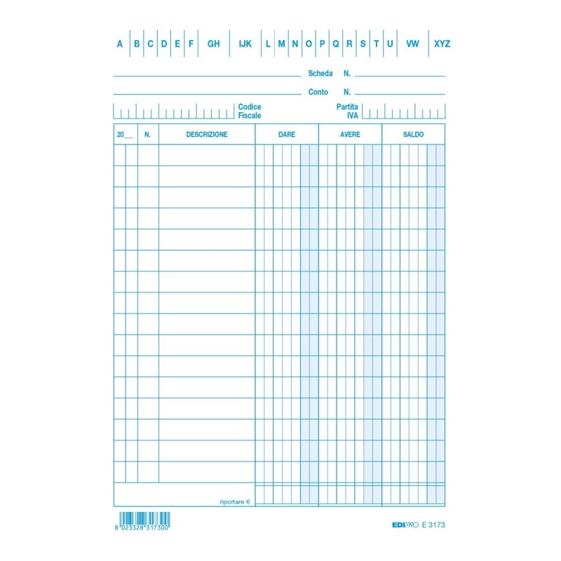 100 schede dare/avere/saldo, 17x12cm, Blu Edipro - E3173 100 schede dare/avere/saldo, 17x12cm, Blu Edipro - E3173