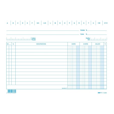 100 schede dare/avere/saldo di colore blu 15x21 Edipro - E3266