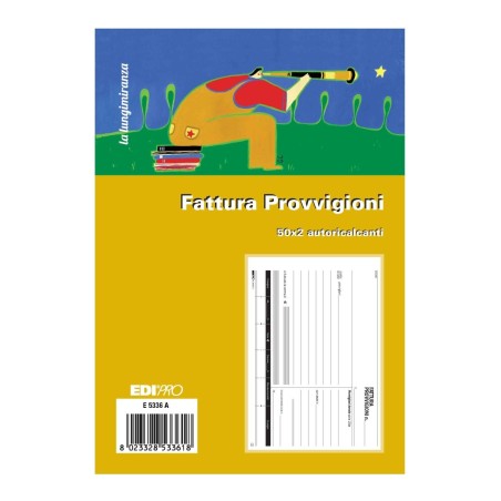 Blocco fattura provvigioni 50x2 autoricalcante (50 moduli in 2 copie) Edipro - E5336A