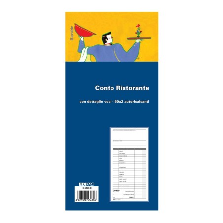 Blocco conto ristorante con dettaglio voci 50x2 autoricalcante (50 moduli in 2 copie) Edipro - E5343C