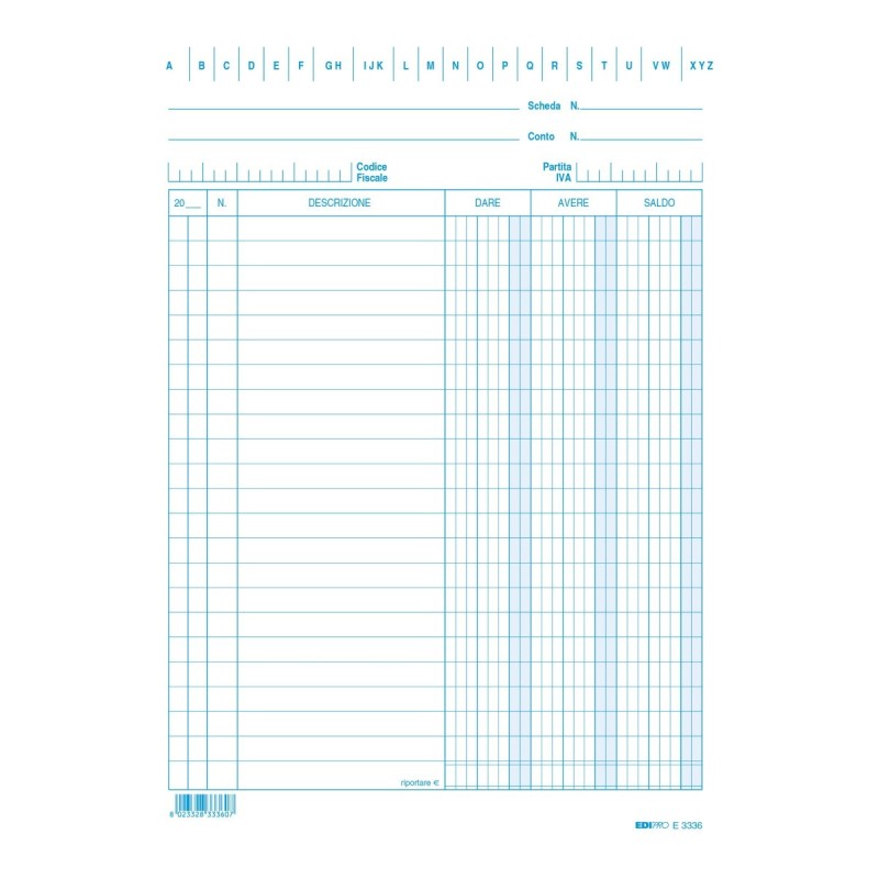 Scheda dare/avere/saldo, misura 21x15, blu Edipro - E3336 Scheda dare/avere/saldo, misura 21x15, blu Edipro - E3336