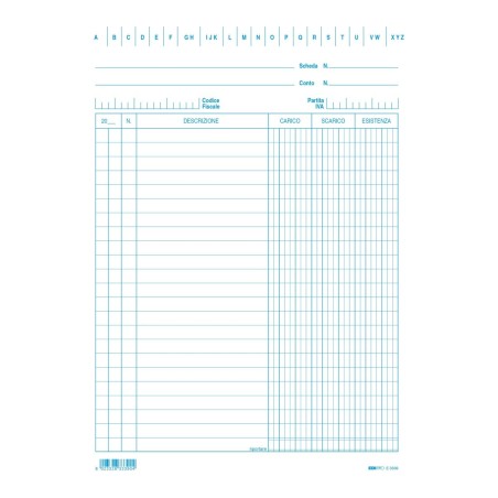 Scheda per Archivio Carico Scarico Esistenza 100 Pezzi Blu 21x15 Edipro - E3339