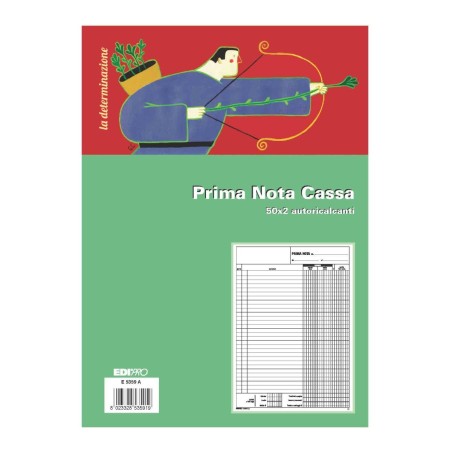 Blocco prima nota cassa 50x2 autoricalcante (entrate - uscite) 31x21 (50 moduli in 2 copie) Edipro - E5359A