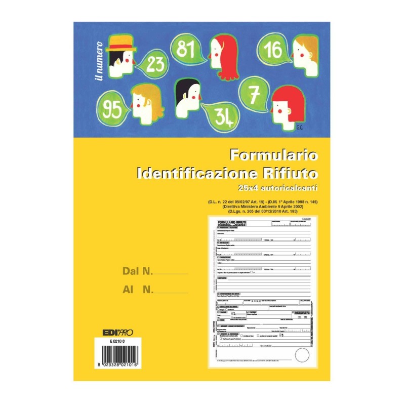 Blocco formulari identificazione rifiuti semplice 25x4 Edipro - E0210C