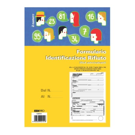 Blocco formulari identificazione rifiuti semplice 25x4 Edipro - E0210C