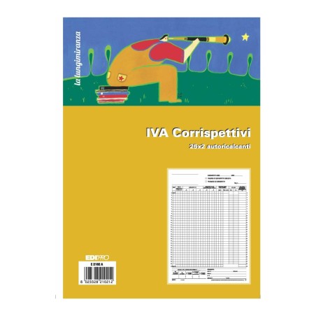 Registro prima nota IVA corrispettivi 25x2 autoricalcante (25 moduli in 2 copie) Edipro - E2102A