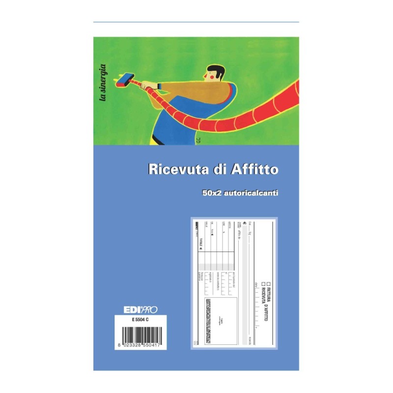 Blocco ricevuta d’affitto 50x2 autoricalcante 10x17 (50 moduli in 2 copie) Edipro - E5504C