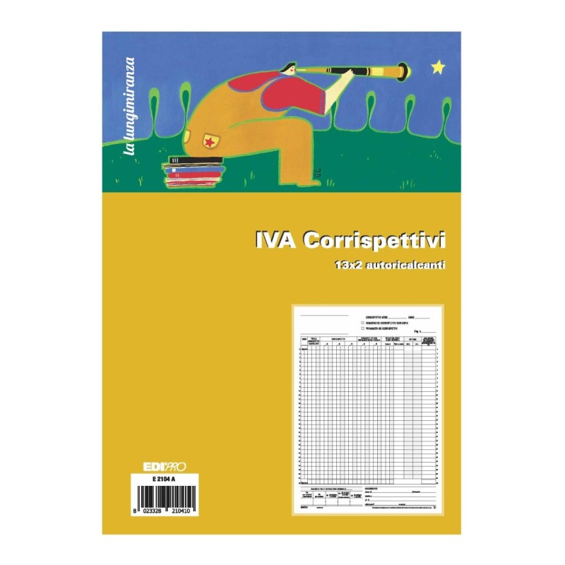 Registro prima nota IVA corrispettivi autoricalcante Edipro - E2104A Registro prima nota IVA corrispettivi autoricalcante Edipro - E2104A