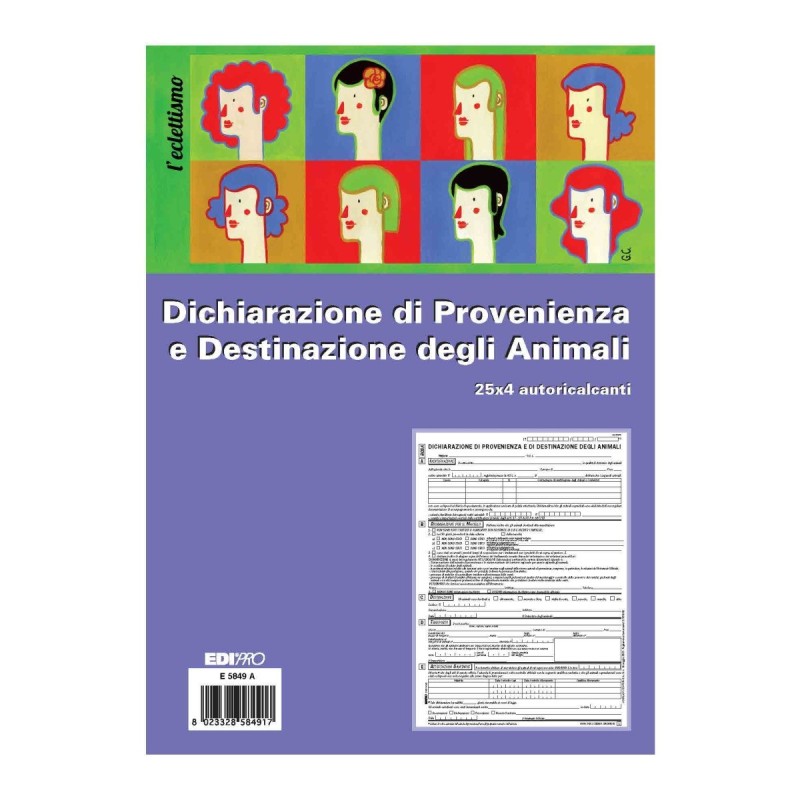 Blocco dichiarazione provenienza e destinazione degli animali 25x4 autoricalcante (25 moduli in 4 copie) Edipro - E5849A Blocco dichiarazione provenienza e destinazione degli animali 25x4 autoricalcante (25 moduli in 4 copie) Edipro - E5849A