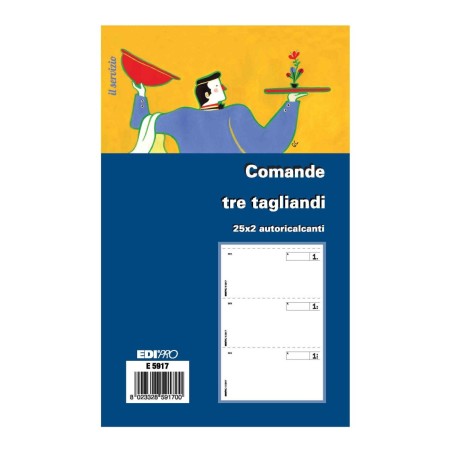 Blocco comande 3 tagliandi 25x2 autoricalcante 17x9,9 (25 moduli in 2 copie) Edipro - E5917