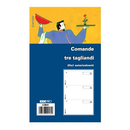 Blocco comande 3 tagliandi 25x3 autoricalcante 17x9,9 (25 moduli in 3 copie) Edipro - E5918