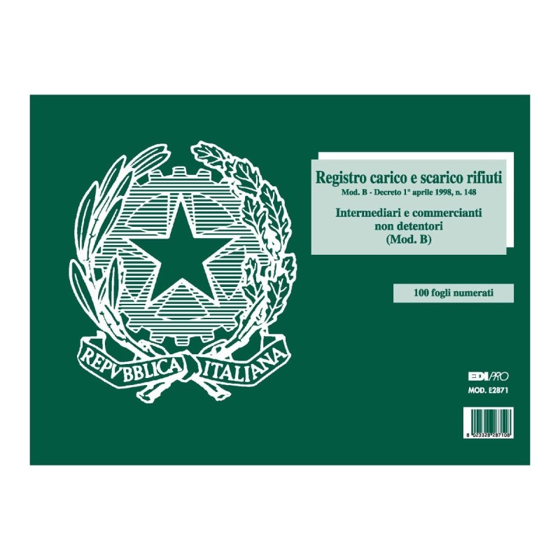 Blocco carico/scarico rifiuti non detentori (Modello B) Edipro - E2871