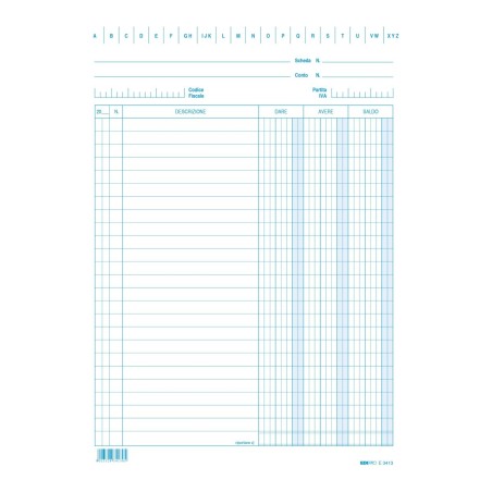 Blocco 100 schede blu dare - avere - saldo 24x17 Edipro - E3413