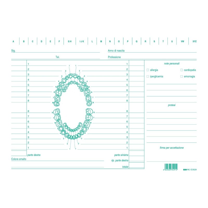 Scheda 17x24 per Archivio Schedario dentisti 100 Pezzi Edipro - E3529 Scheda 17x24 per Archivio Schedario dentisti 100 Pezzi Edipro - E3529