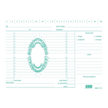 Scheda 17x24 per Archivio Schedario dentisti 100 Pezzi Edipro - E3529