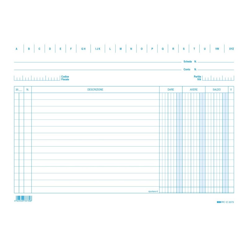 Schede dare - avere - saldo colore blu 100 pezzi 17x24 Edipro - E3373 Schede dare - avere - saldo colore blu 100 pezzi 17x24 Edipro - E3373