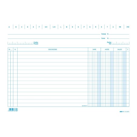 Schede dare - avere - saldo colore blu 100 pezzi 17x24 Edipro - E3373