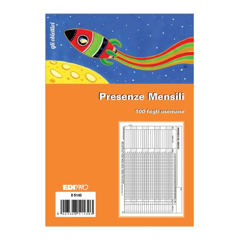Blocco presenze mensili 100 fogli uso mano Edipro - E5143 Blocco presenze mensili 100 fogli uso mano Edipro - E5143