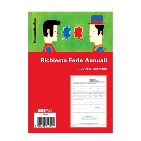 Blocco richiesta ferie annuali 100 fogli uso mano 23x15 Edipro - E5170