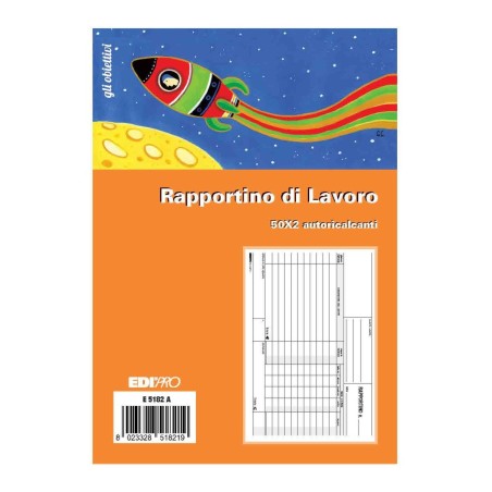 Blocco rapportino di lavoro 50x2 autoricalcante (50 moduli in 2 copie) Edipro - E5182A