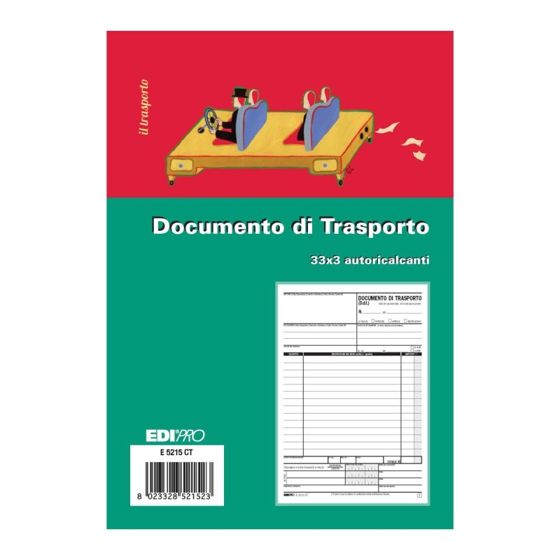Blocco documento di trasporto 33x3 autoricalcante 23x15 (33 moduli in 3 copie) Edipro - E5215CT Blocco documento di trasporto 33x3 autoricalcante 23x15 (33 moduli in 3 copie) Edipro - E5215CT