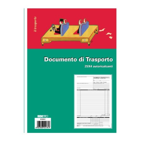 Blocco documento di trasporto 25x4 autoricalcante 29,7x21 (25 moduli in 4 copie) Edipro - E5218C
