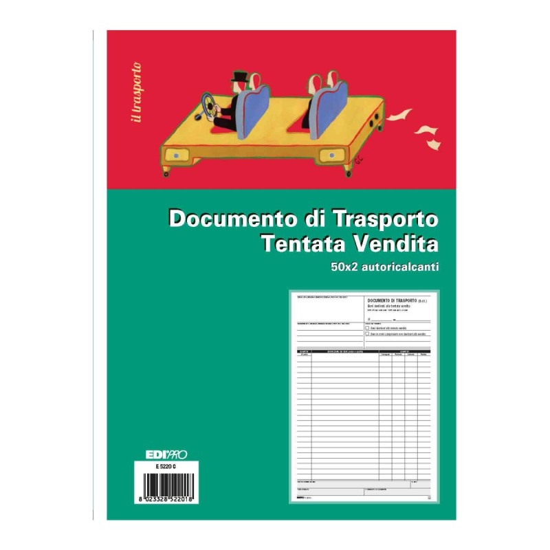 Blocco documento di trasporto carico tentata vendita 50x2 autoricalcante (50 moduli in 2 copie) Edipro - E5220C Blocco documento di trasporto carico tentata vendita 50x2 autoricalcante (50 moduli in 2 copie) Edipro - E5220C