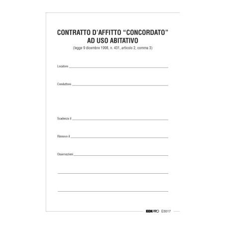 Contratto locazione uso abitazione tipo 2 canone convenzionato Edipro - E5517