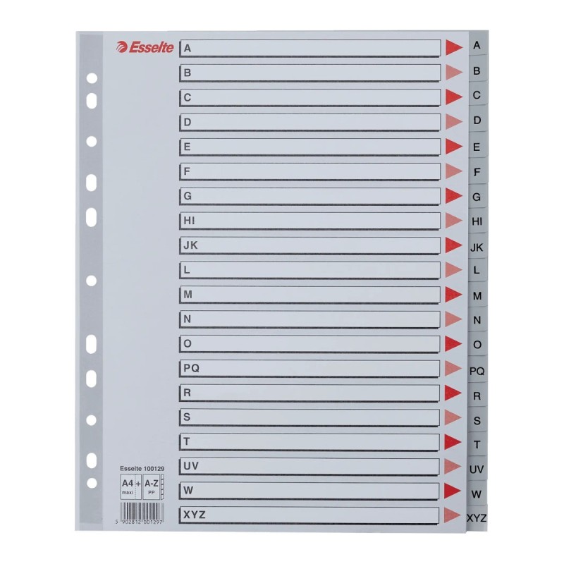 Rubrica Esselte alfabetica A-Z in polipropilene grigio, formato A4 Maxi 24x30 cm - 100129 Rubrica Esselte alfabetica A-Z in polipropilene grigio, formato A4 Maxi 24x30 cm - 100129