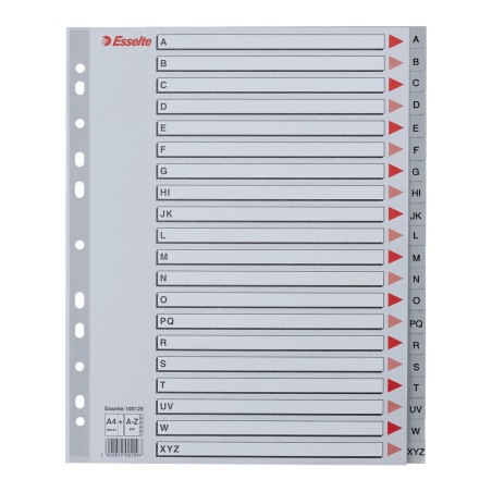 Rubrica Esselte alfabetica A-Z in polipropilene grigio, formato A4 Maxi 24x30 cm - 100129