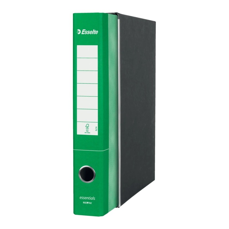 Registratore Esselte Essentials G74 con custodia, formato protocollo 23 x 33, dorso 5 cm, verde - 390774180