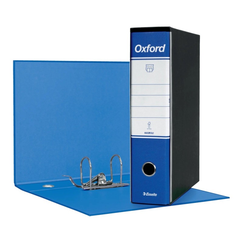 Registratore Esselte Oxford G85 con custodia, formato protocollo 23 x 33, dorso 8 cm, blu - 390785050