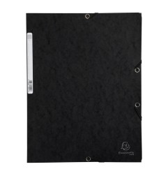 Cartella a 3 lembi con elastico Exacompta A4 in cartoncino lucido 400 g, nero - 55501E