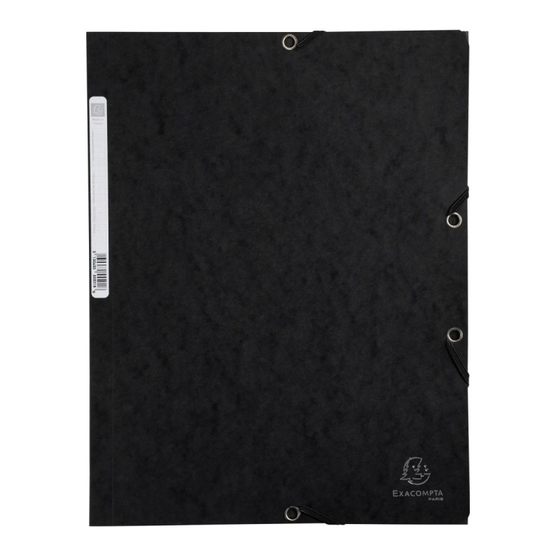 Cartella a 3 lembi con elastico Exacompta A4 in cartoncino lucido 400 g, nero - 55501E Cartella a 3 lembi con elastico Exacompta A4 in cartoncino lucido 400 g, nero - 55501E