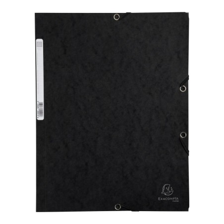 Cartella a 3 lembi con elastico Exacompta A4 in cartoncino lucido 400 g, nero - 55501E