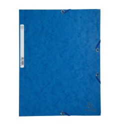 Cartella a 3 lembi con elastico Exacompta A4 in cartoncino lucido 400 g, blu - 55502E