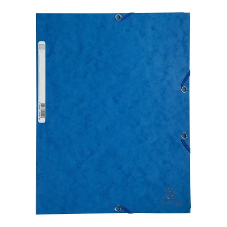 Cartella a 3 lembi con elastico Exacompta A4 in cartoncino lucido 400 g, blu - 55502E