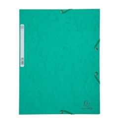 Cartella a 3 lembi con elastico Exacompta A4 in cartoncino lucido 400 g, verde - 55503E