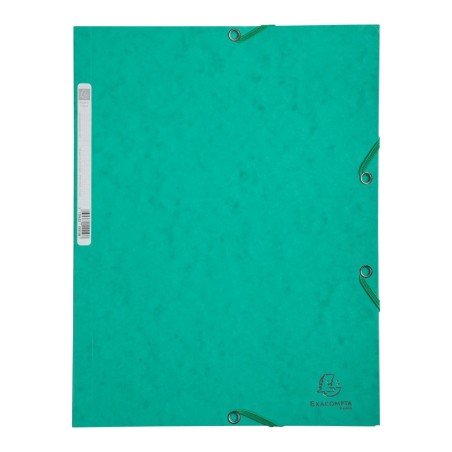 Cartella a 3 lembi con elastico Exacompta A4 in cartoncino lucido 400 g, verde - 55503E