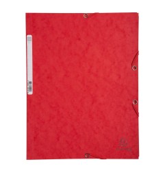 Cartella a 3 lembi con elastico Exacompta A4 in cartoncino lucido 400 g, rosso - 55505E