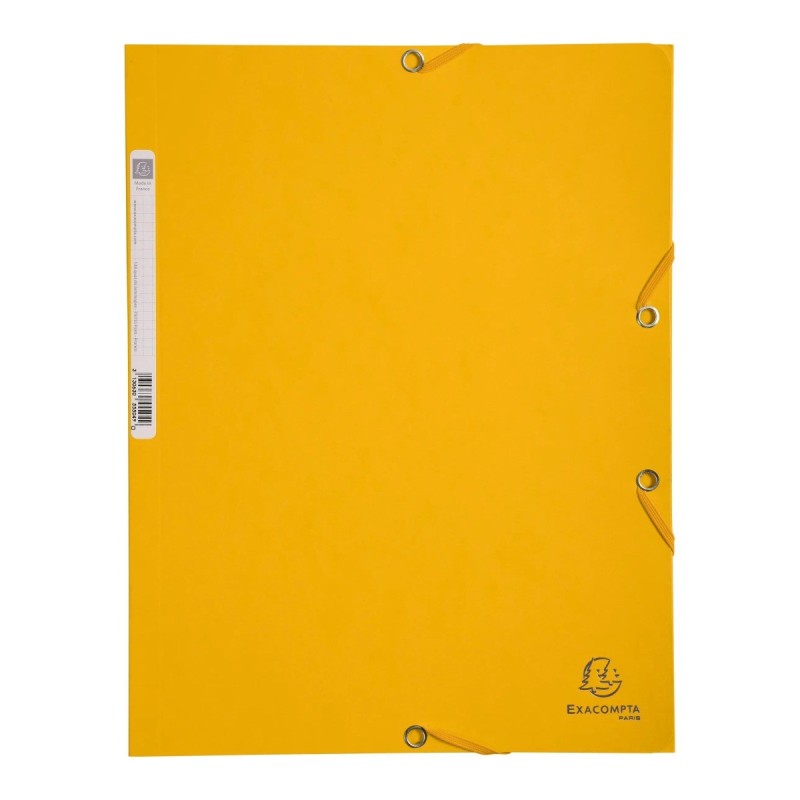 Cartella a 3 lembi con elastico Exacompta A4 in cartoncino lucido 400 g, giallo - 55509E Cartella a 3 lembi con elastico Exacompta A4 in cartoncino lucido 400 g, giallo - 55509E