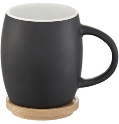 Tazza in ceramica Heart con coperchio in legno da 400 ml